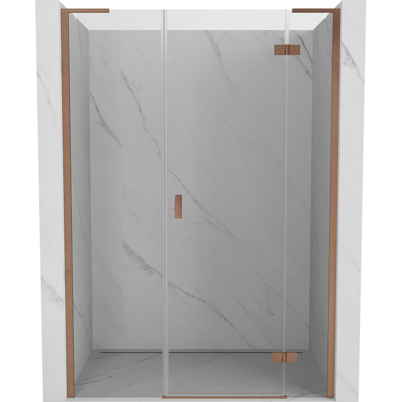 Mexen Mist-H L desna vrata za tuš s šarkama 135 cm, prozirna, brušeni bakar - 8A5L-135-001-65-00-P
