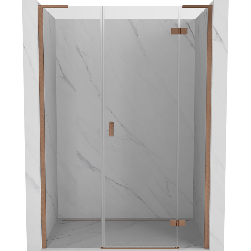 Mexen Mist-H L Duschabtrennung aufschwingbar rechts 135 cm, transparent, gebürstetes Kupfer - 8A5L-135-001-65-00-P