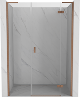 Mexen Mist-H L desna preklopna tuš vrata 155 cm, prozirna, brušena mjed - 8A5L-155-001-65-00-P