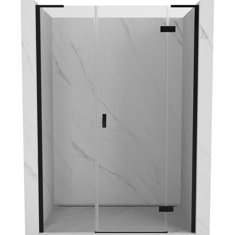 Mexen Mist-H L drzwi prysznicowe uchylne prawe 145 cm, transparent, czarne - 8A5L-145-001-70-00-P