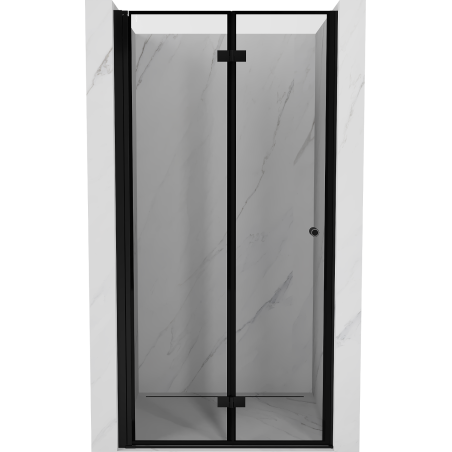 Mexen Mist-F Falttür Dusche Links 75 cm, schwarzer Rahmen, schwarz - 8A6-075-000-70-70-L