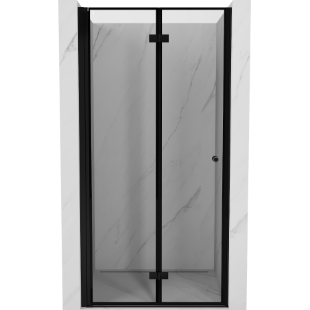 Mexen Mist-F opvouwbare douchedeur links 75 cm, zwart frame, zwart - 8A6-075-000-70-70-L