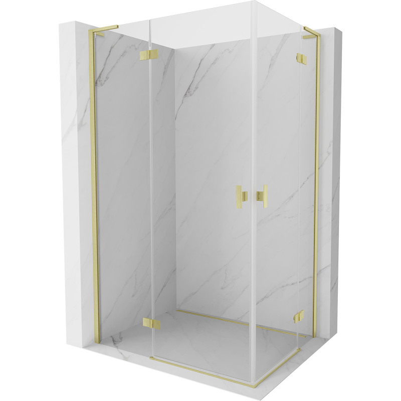 Mexen Mist-H L Duo Duschkabine schwenkbar 110 x 105 cm, transparent, gebürstetes Gold - 8A5L-110L-105P-55-00