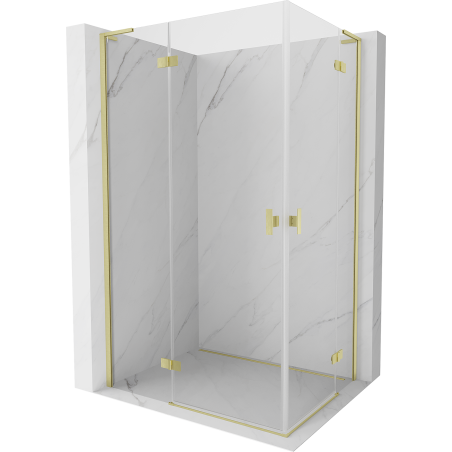 Mexen Mist-H L Duo Duschkabine schwenkbar 110 x 105 cm, transparent, gebürstetes Gold - 8A5L-110L-105P-55-00