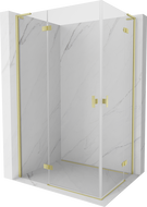 Mexen Mist-H L Duo Duschkabine, links schwingbar, 115 x 105 cm, transparent, gebürstetes Gold - 8A5L-115L-105P-55-00