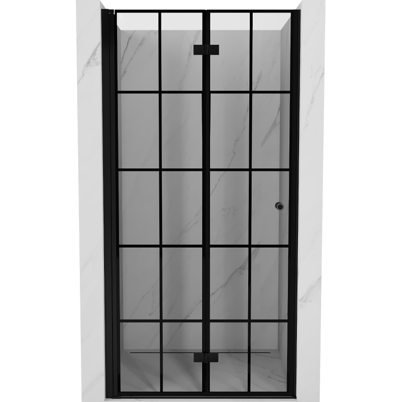 Mexen Mist-F drzwi prysznicowe składane lewe 80 cm, czarna kratka, czarne - 8A6-080-000-70-77-L