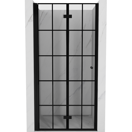 Mexen Mist-F faltbare Duschtür links 100 cm, schwarzes Gitter, schwarz - 8A6-100-000-70-77-L