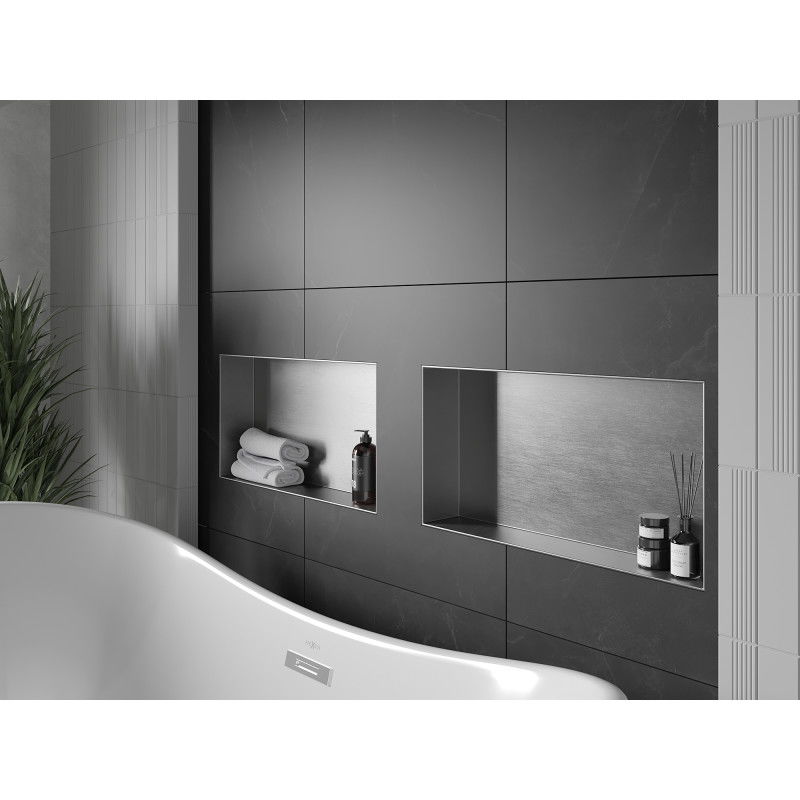 Mexen X-Wall-NR inbyggd hylla utan fläns 60 x 30 cm, inox - 1911603010