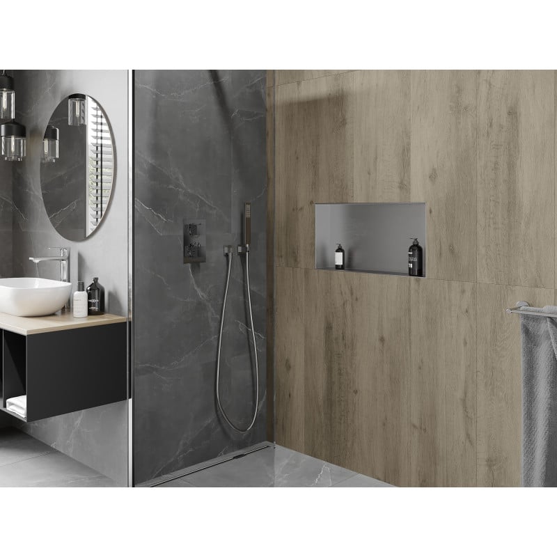 Mexen X-Wall-NR inbyggd hylla utan fläns 60 x 30 cm, inox - 1911603010