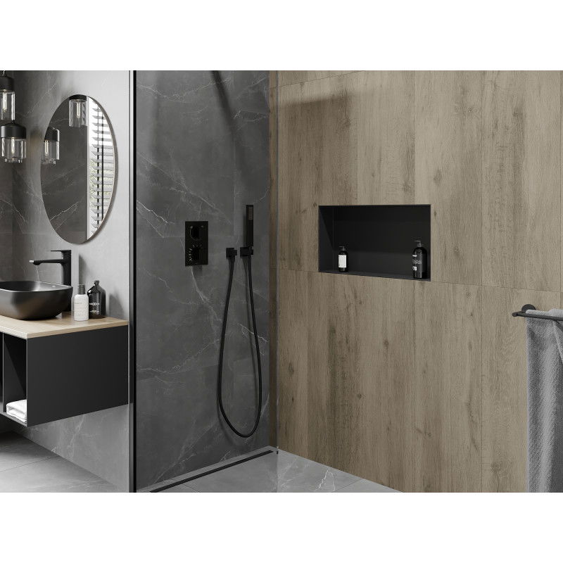 Mexen X-Wall-NR estante empotrado sin reborde 60 x 30 cm, negro - 1971603010