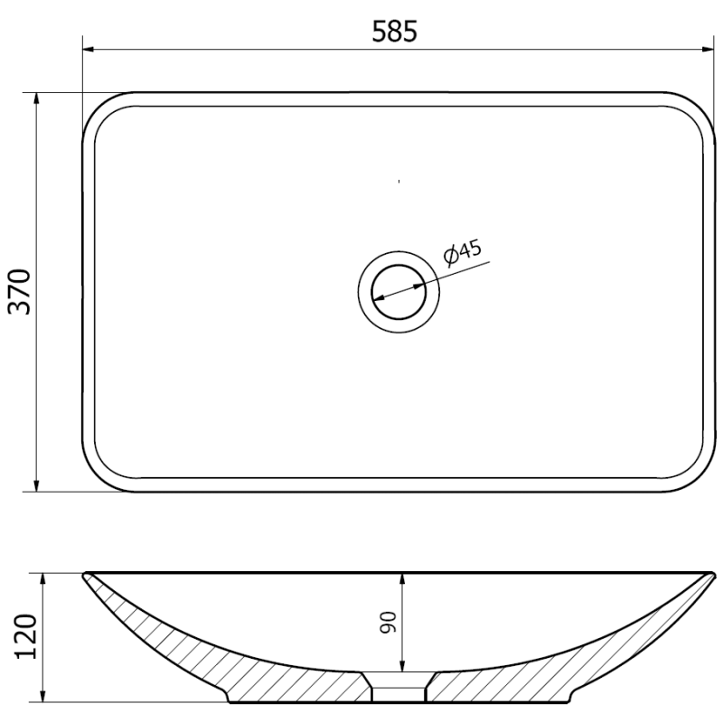 Mexen Avila lavatório de bancada 58 x 37 cm, preto mate - 21115585