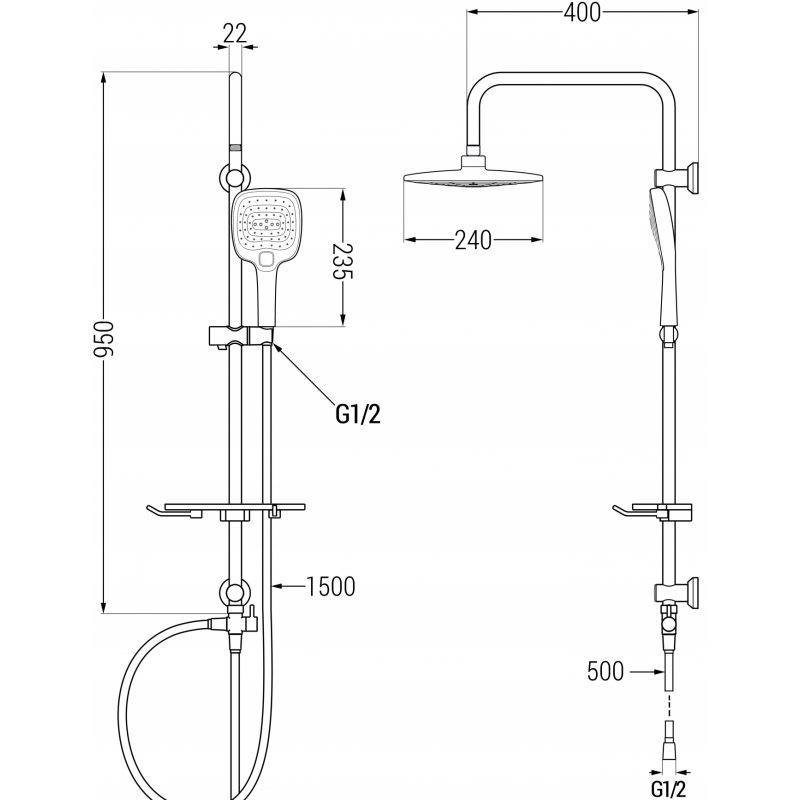 Mexen T17 douchekolom, chroom/wit - 798171793-02