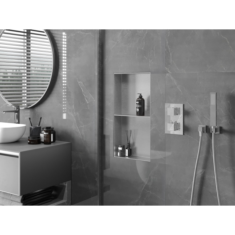 Mexen X-Wall-NR Nischenregal ohne Flansch mit Regal 60 x 30 cm, Inox - 1911603010S