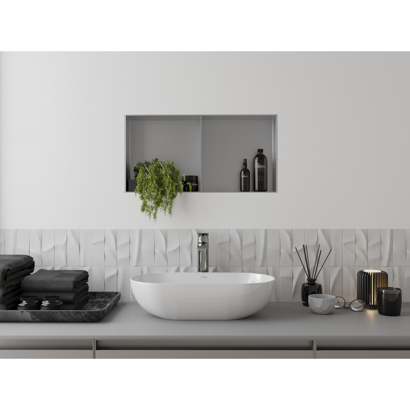 Mexen X-Wall-NR estante empotrado sin brida con balda 60 x 30 cm, inox - 1911603010S
