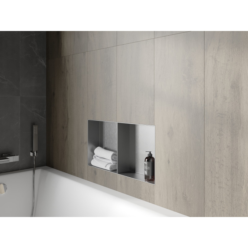 Mexen X-Wall-NR étagère encastrée sans rebord avec étagère 60 x 30 cm, inox - 1911603010S