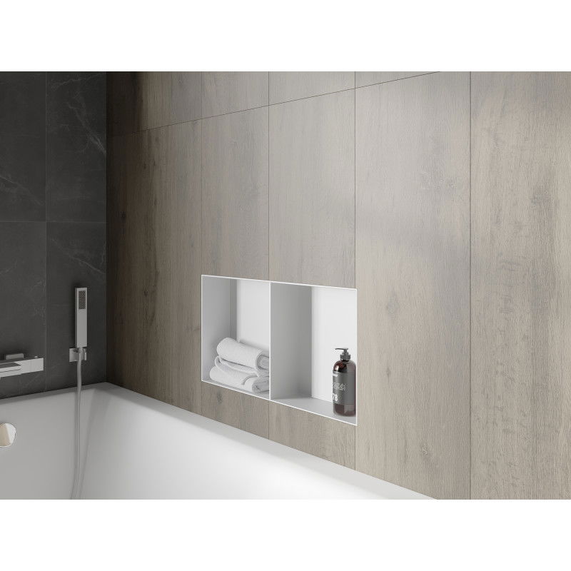 Mexen X-Wall-NR étagère encastrée sans rebord avec étagère 60 x 30 cm, blanc - 1921603010S