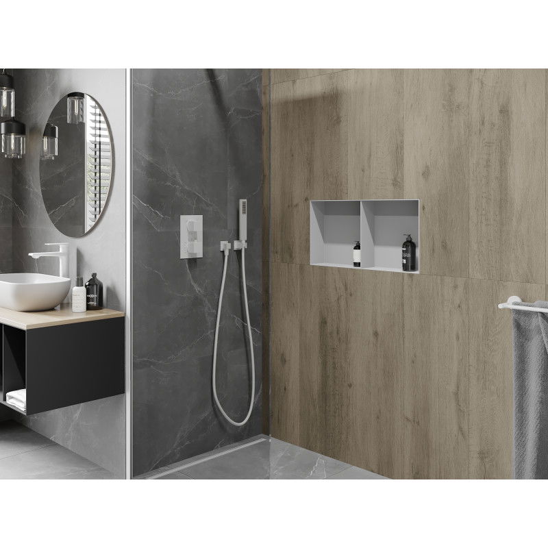 Mexen X-Wall-NR estante empotrado sin reborde con estante de 60 x 30 cm, blanco - 1921603010S