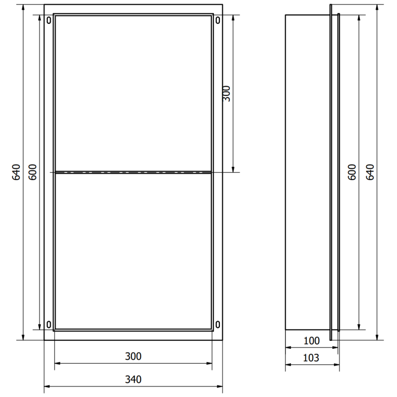 Mexen X-Wall-NR syvennyksen hylly ilman reunusta, hyllyllä 60 x 30 cm, harjattu kulta - 1951603010S