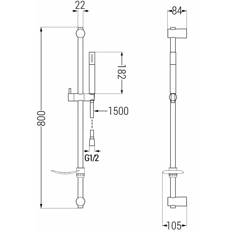 Mexen DF70 sliding shower set, white - 785704582-20
