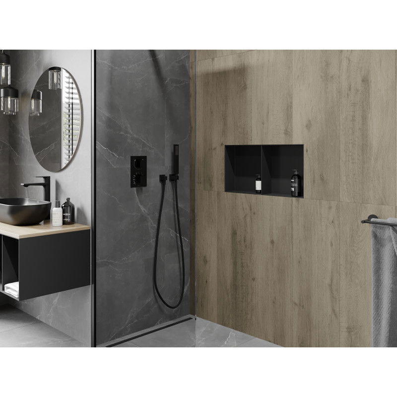 Mexen X-Wall-NR étagère encastrée sans rebord avec tablette 60 x 30 cm, noire - 1971603010S