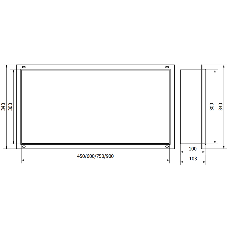 Mexen X-Wall-NR iebūvējamais plaukts bez atloka 75 x 30 cm, inox - 1911753010