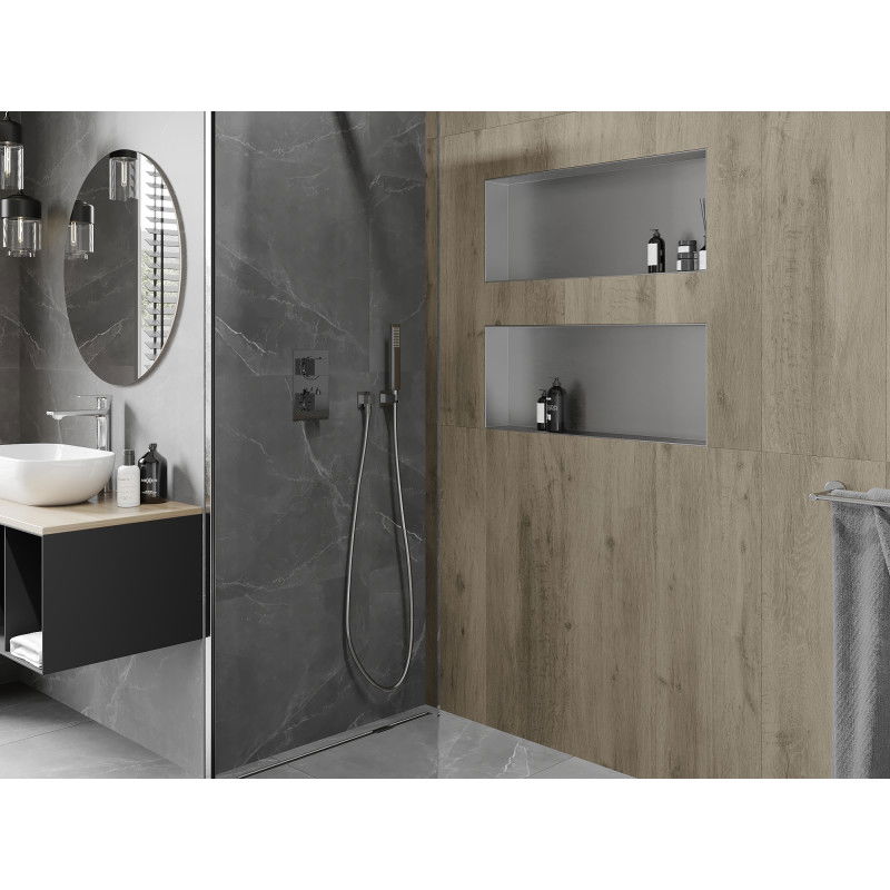 Mexen X-Wall-NR étagère encastrée sans rebord 75 x 30 cm, inox - 1911753010