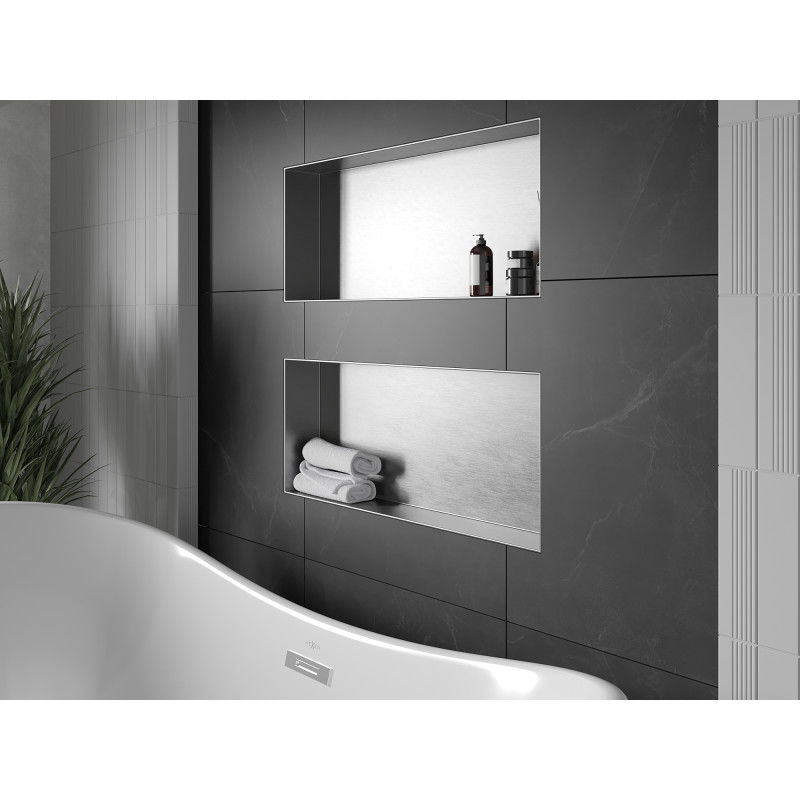 Mexen X-Wall-NR prateleira embutida sem flange 75 x 30 cm, inox - 1911753010