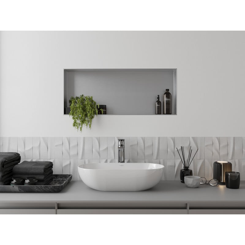 Mexen X-Wall-NR recessed shelf without flange 75 x 30 cm, inox - 1911753010