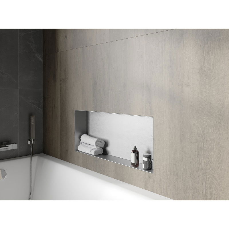 Mexen X-Wall-NR iebūvējamais plaukts bez atloka 75 x 30 cm, inox - 1911753010