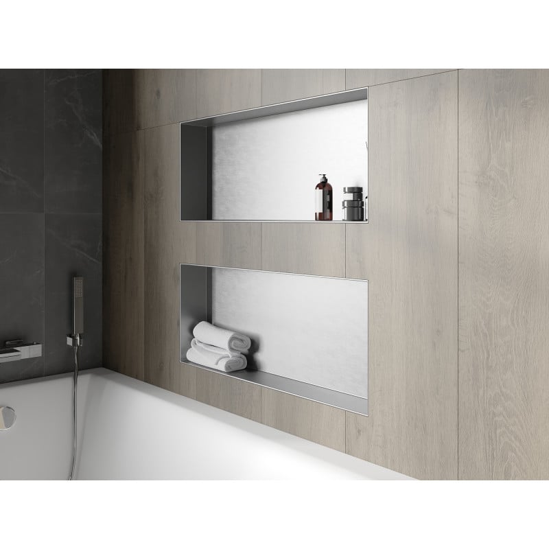 Mexen X-Wall-NR étagère encastrée sans rebord 75 x 30 cm, inox - 1911753010