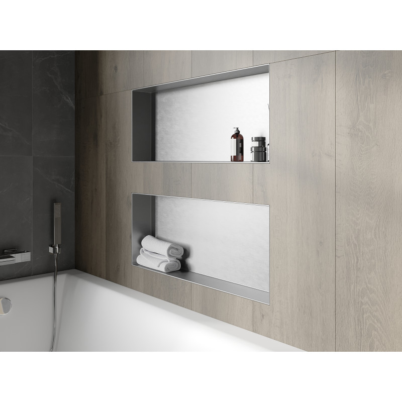 Mexen X-Wall-NR nisvak plank zonder flens 75 x 30 cm, inox - 1911753010