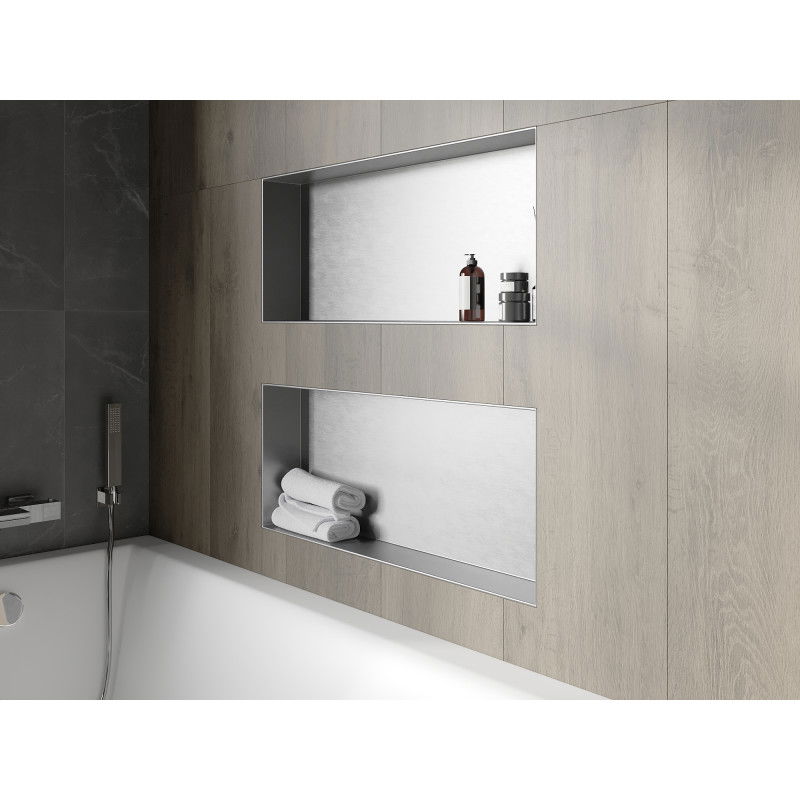 Mexen X-Wall-NR ripiano incassato senza flangia 75 x 30 cm, inox - 1911753010