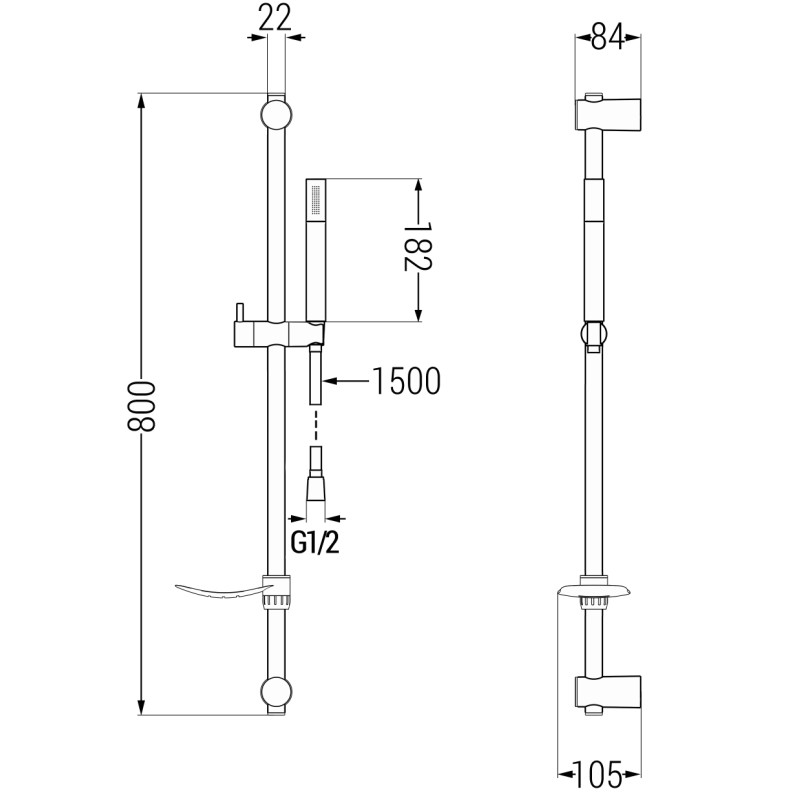 Mexen DF70 skjutbart duschset, borstad gun gray - 785704582-66