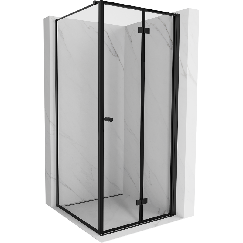 Mexen Mist-F T Faltduschkabine rechts 70 x 70 cm, schwarzer Rahmen, schwarz - 8A6T-070-070-70-70-P