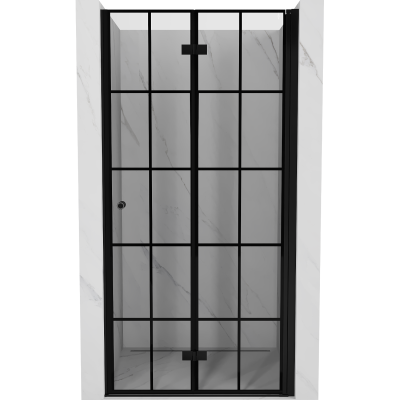 Mexen Mist-F klappbare Duschabtrennung rechts 100 cm, schwarzes Gitter, schwarz - 8A6-100-000-70-77-P