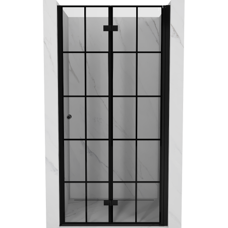 Mexen Mist-F klappbare Duschabtrennung rechts 100 cm, schwarzes Gitter, schwarz - 8A6-100-000-70-77-P