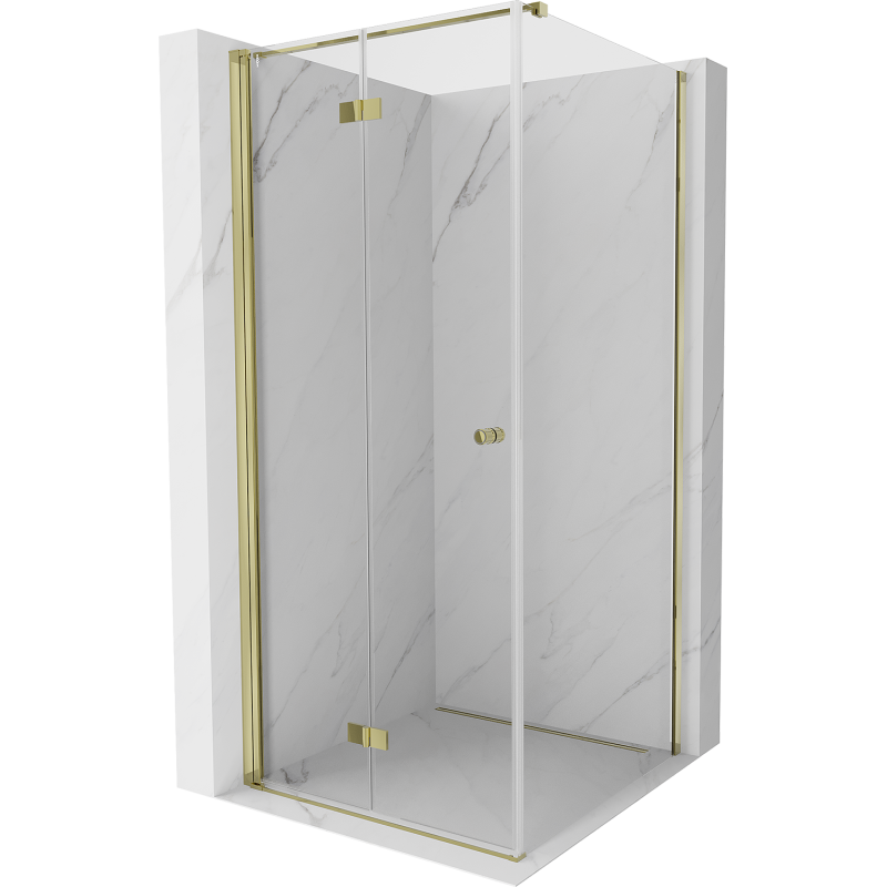 Mexen Mist-F T Falttür Duschkabine links 80 x 80 cm, transparent, gold - 8A6T-080-080-50-00-L