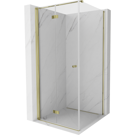 Mexen Mist-F T faltbare Duschkabine links 85 x 85 cm, transparent, gold - 8A6T-085-085-50-00-L