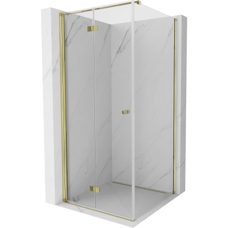 Mexen Mist-F foldable left shower enclosure 100 x 100 cm, transparent, gold - 8A6T-100-100-50-00-L