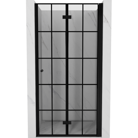 Mexen Mist-F Faltbare Duschabtrennung rechts 110 cm, schwarzes Gitter, schwarz - 8A6-110-000-70-77-P