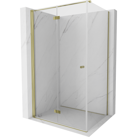 Mexen Mist-F folding shower enclosure left 90 x 75 cm, transparent, gold - 8A6T-090-075-50-00-L
