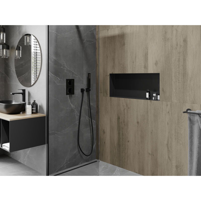 Mexen X-Wall-NR mensola a incasso senza flangia 75 x 30 cm, nera - 1971753010