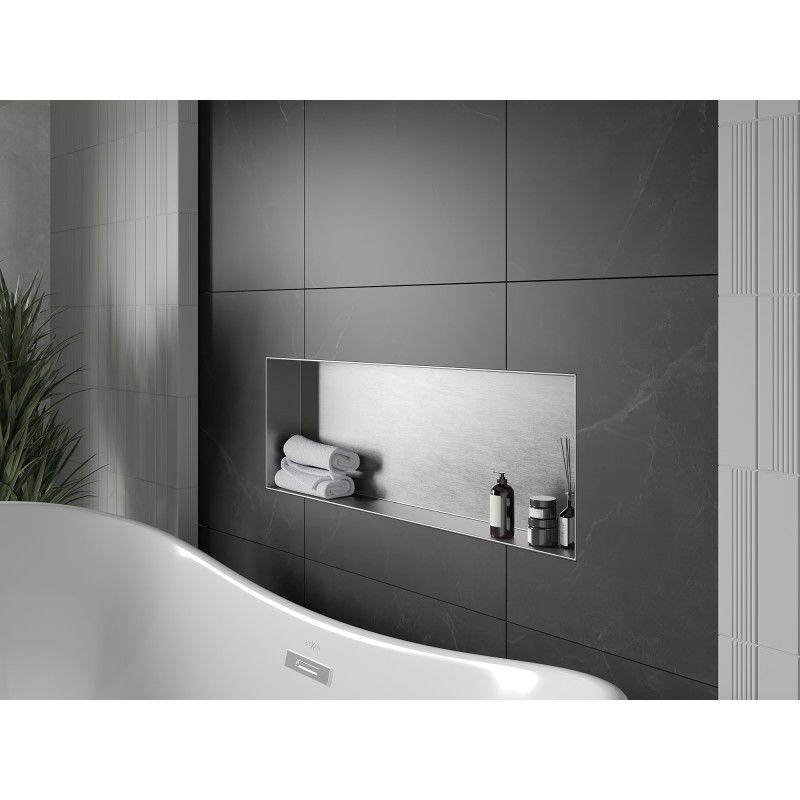 Mexen X-Wall-NR nisplank zonder kraag 90 x 30 cm, inox - 1911903010