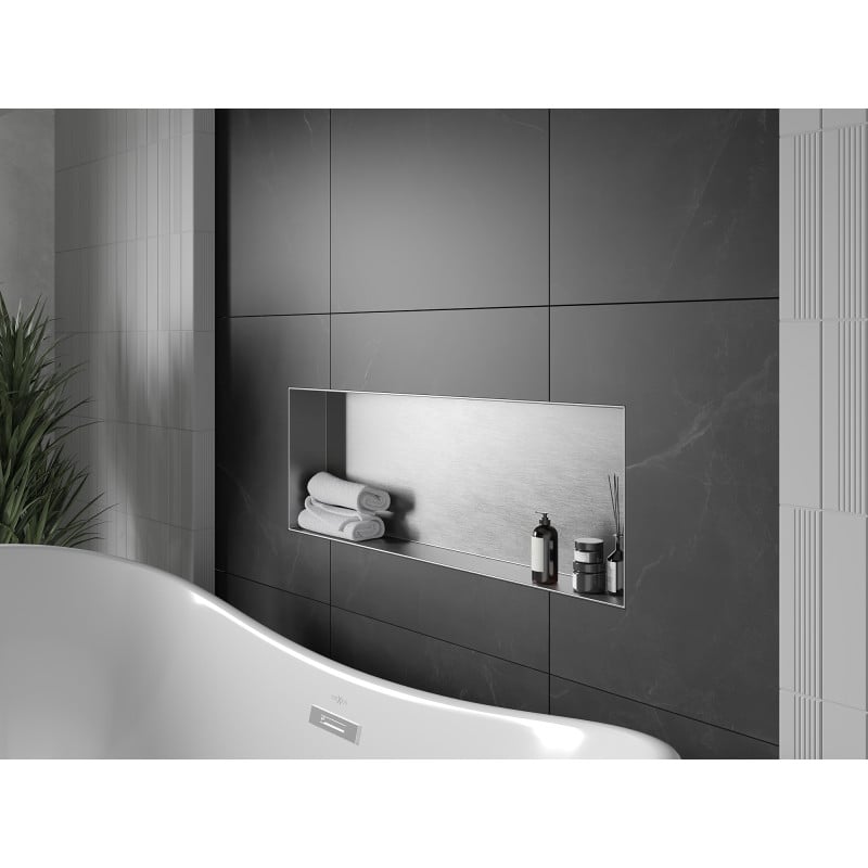 Mexen X-Wall-NR półka wnękowa bez kołnierza 90 x 30 cm, inox - 1911903010