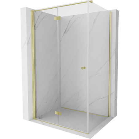Cabine de douche pliante gauche Mexen Mist-F T 80 x 70 cm, transparent, or brossé - 8A6T-080-070-55-00-L
