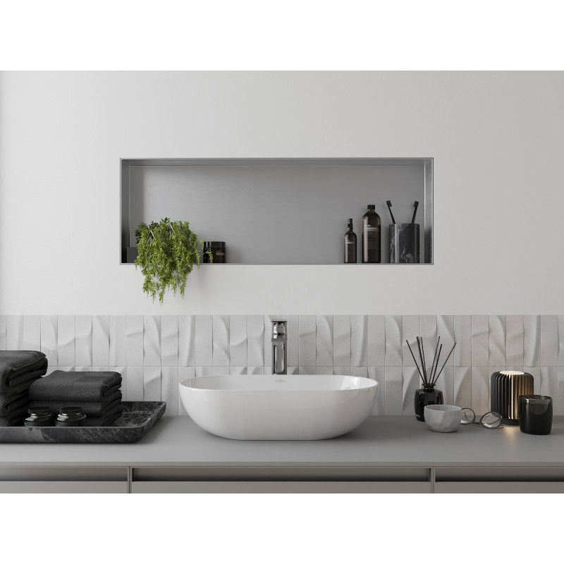 Mexen X-Wall-NR nisplank zonder kraag 90 x 30 cm, inox - 1911903010