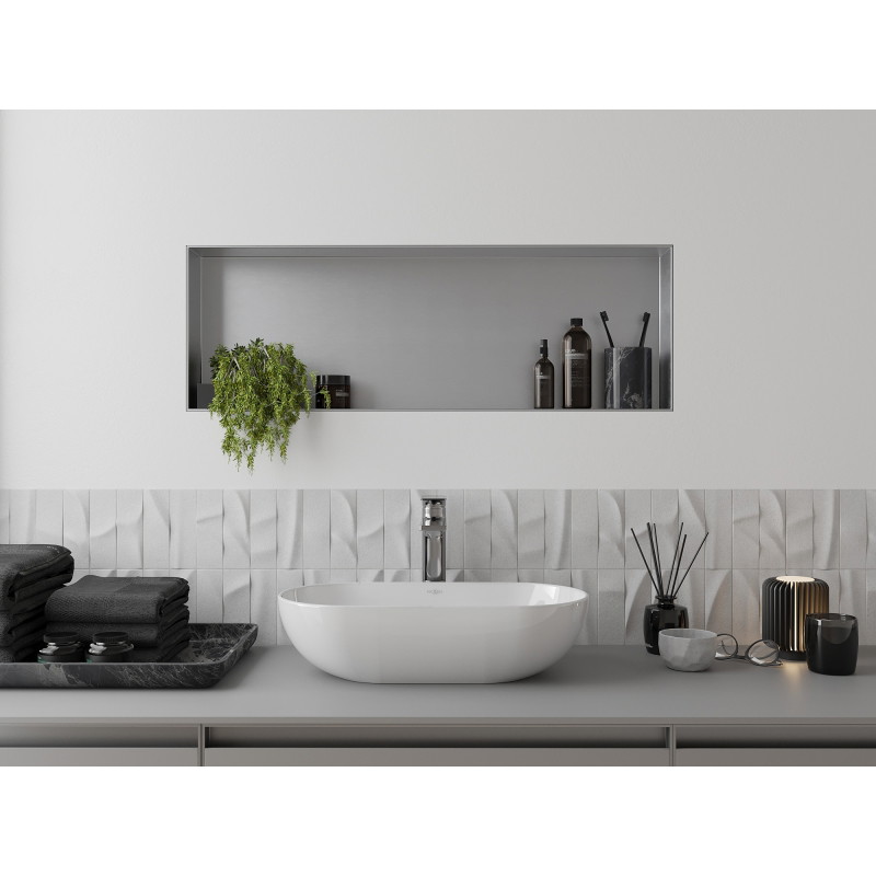 Mexen X-Wall-NR nisvak plank zonder flens 90 x 30 cm, inox - 1911903010