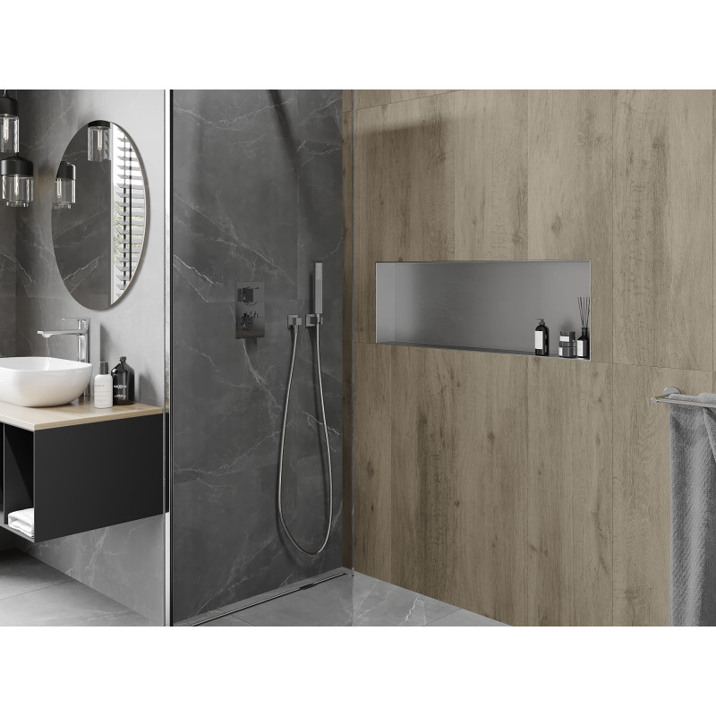 Mexen X-Wall-NR étagère encastrée sans collerette 90 x 30 cm, inox - 1911903010