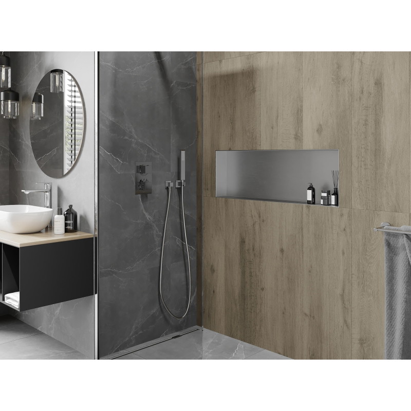 Mexen X-Wall-NR Nischenregal ohne Blende 90 x 30 cm, Inox - 1911903010