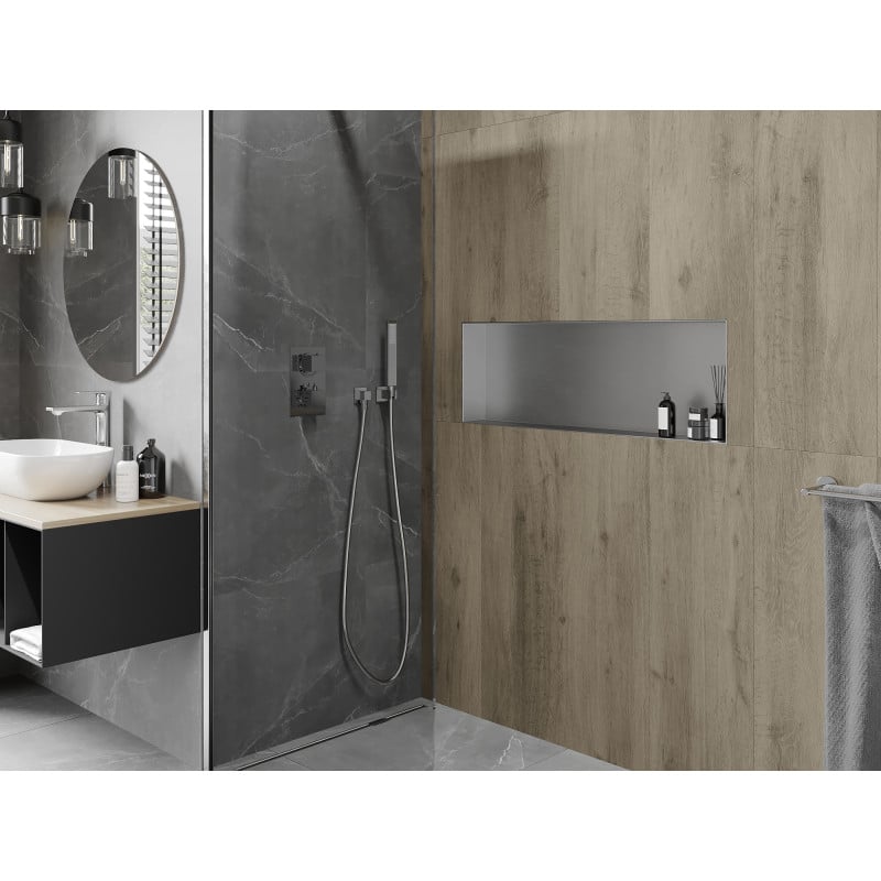 Mexen X-Wall-NR prateleira embutida sem flange 90 x 30 cm, inox - 1911903010